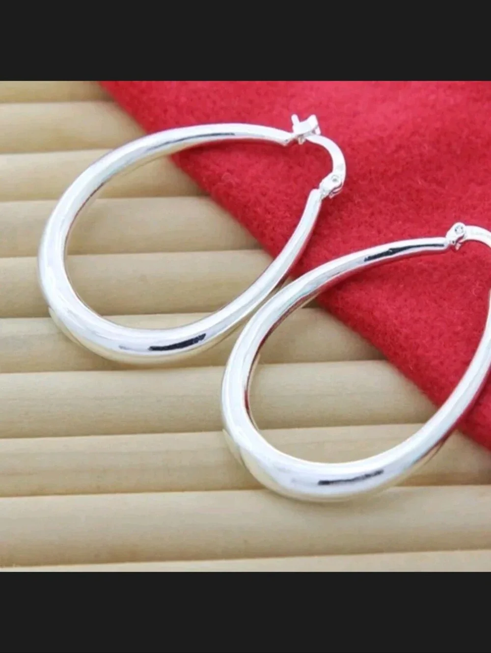 925 Sterling Silver Puffy Oval Hoop Earrings High Polish NWT